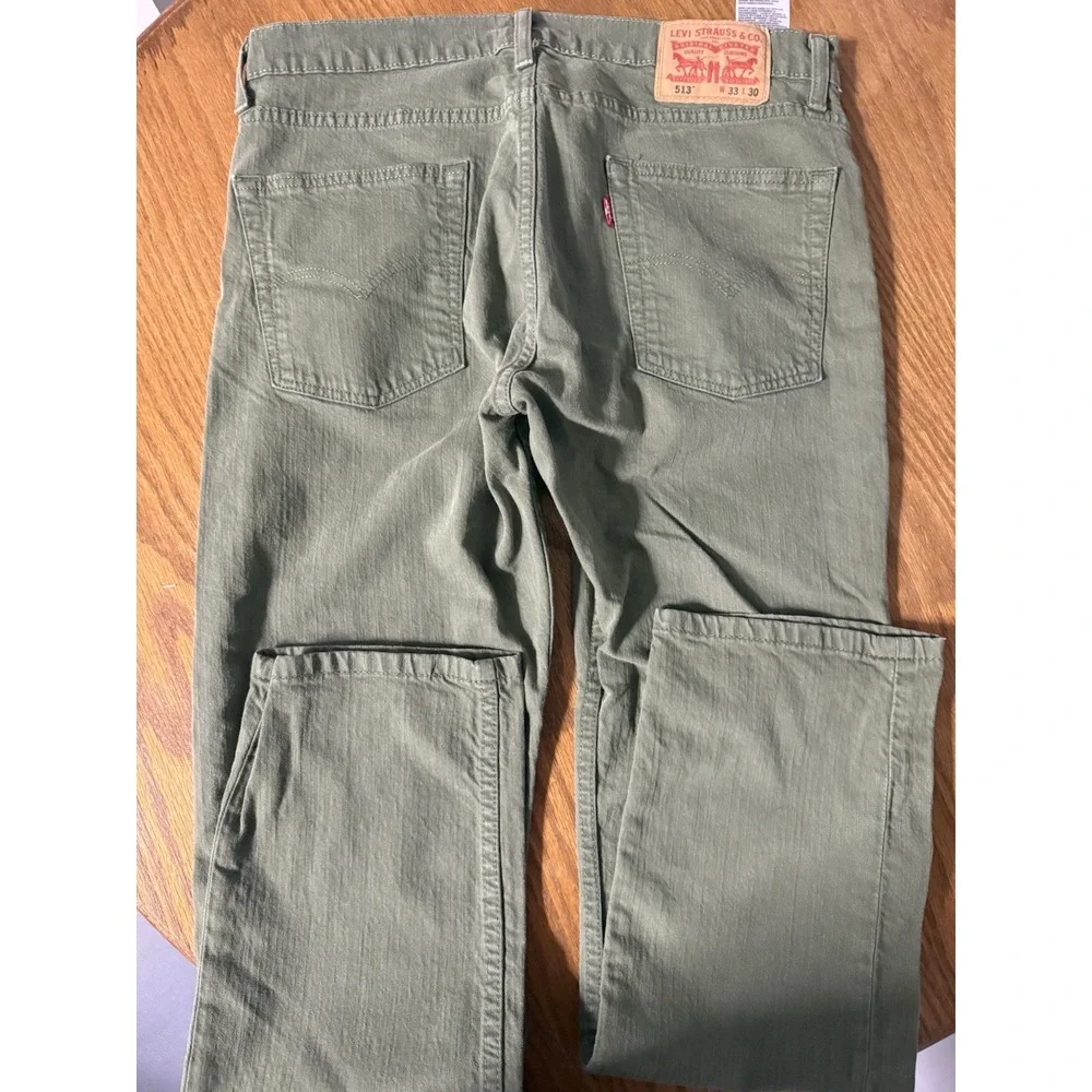Levi's 513 Slim Straight Jeans Men's 33x30 Green Denim Pants Levi Strauss